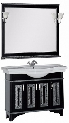 Мебель для ванной Aquanet Валенса 110 черный краколет/серебро – картинка